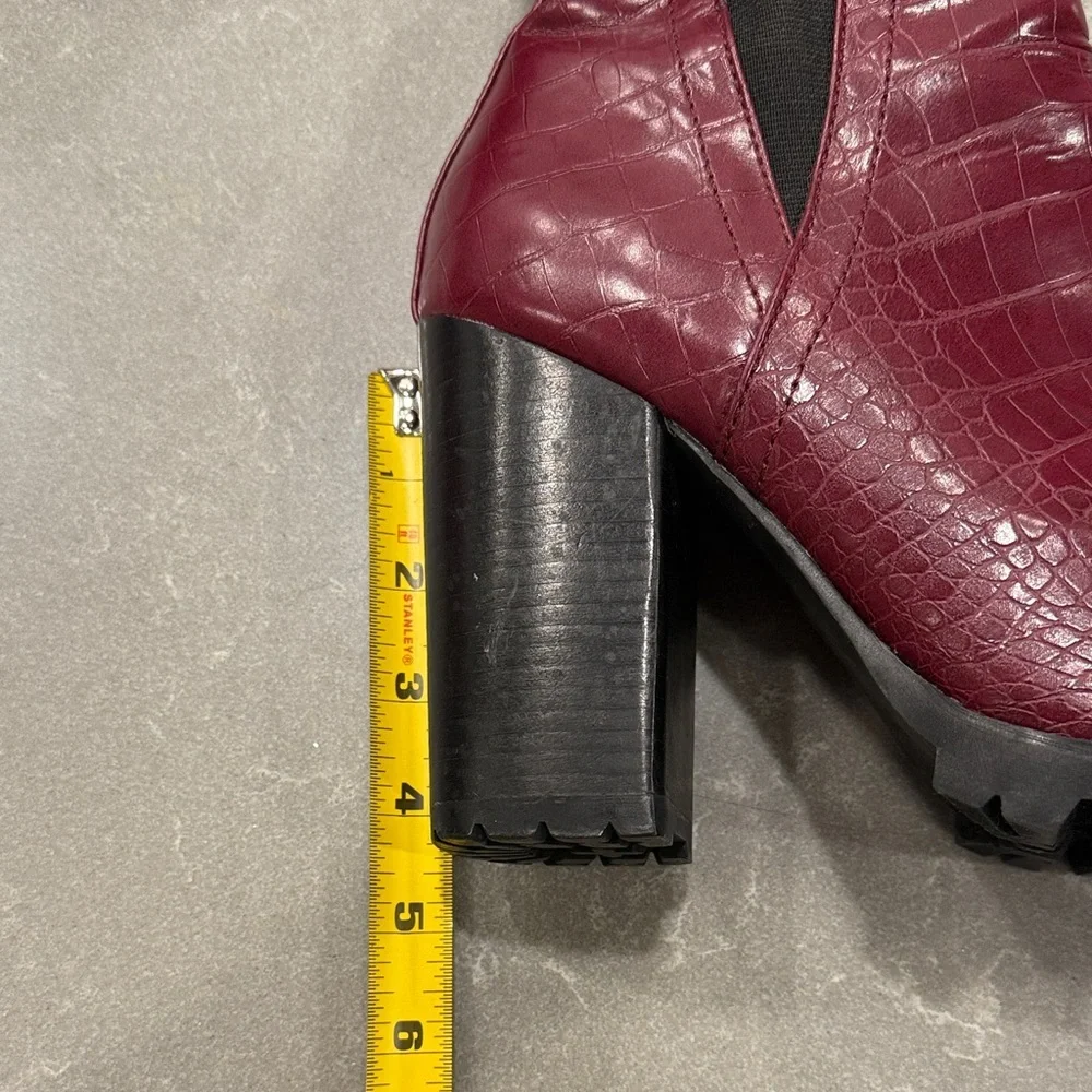 Steve Madden Red Croc-Embossed Ankle Booties